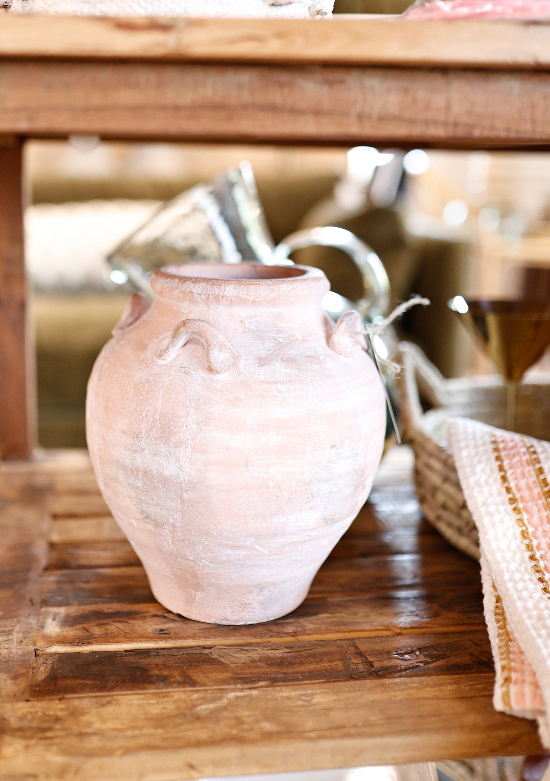 Rounded Amphora Vase with Textured Terracotta Finish