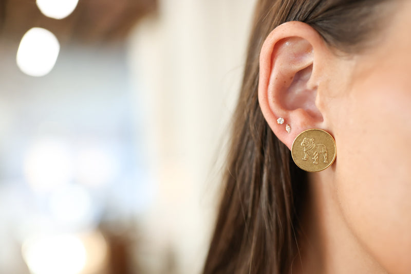 Bulldog Coin Earings