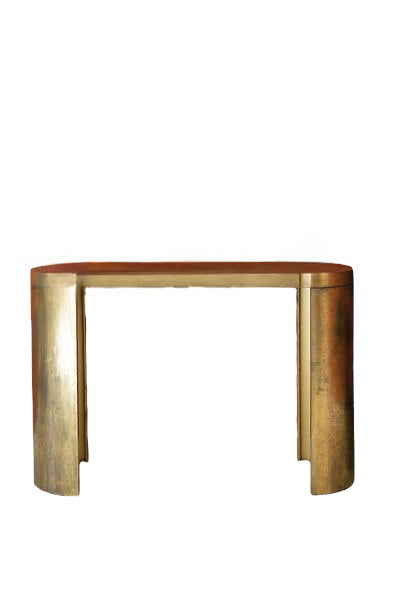 Oval Antique Brass Console Table