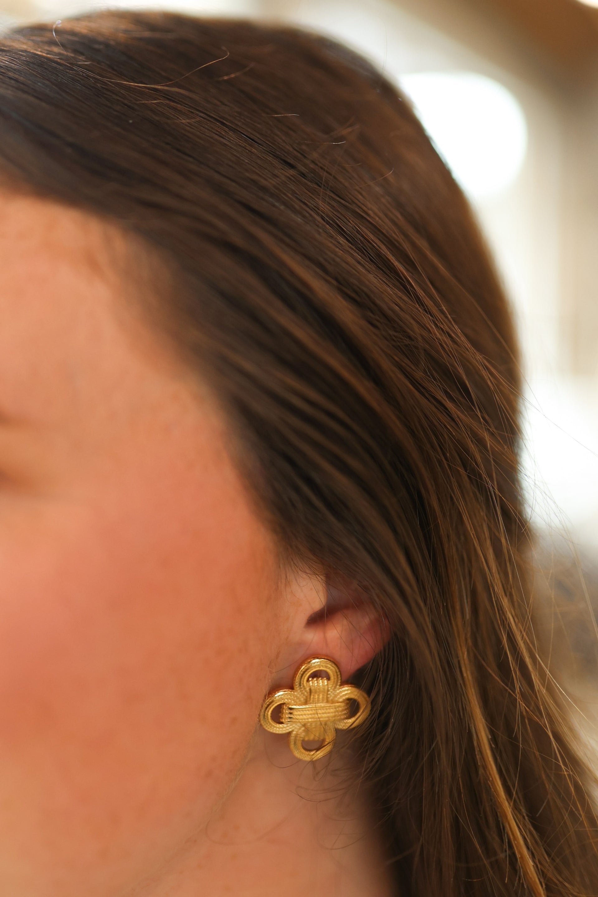 Rope Knot Clover Stud Earrings Waterproof