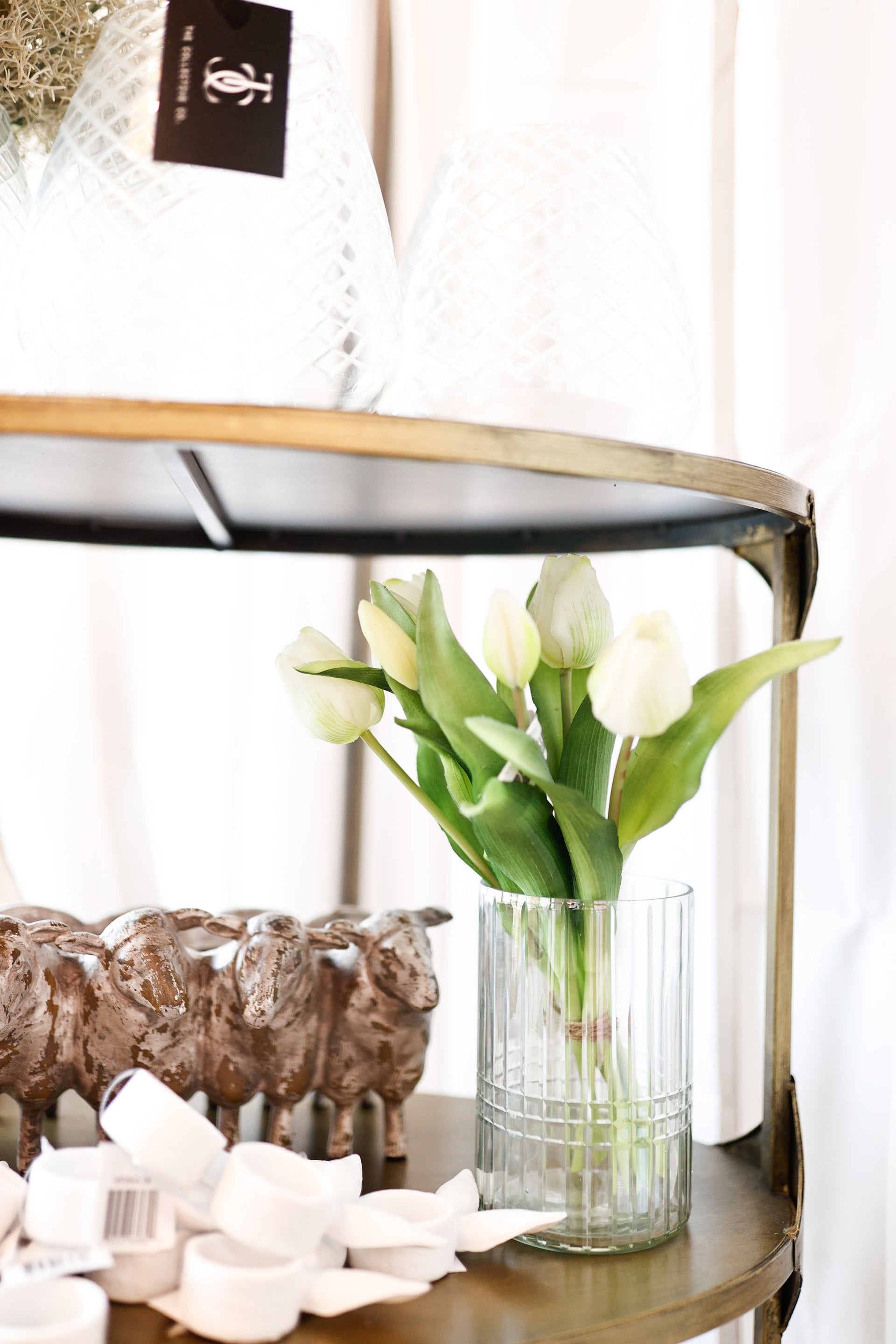 Round Glass Tealight Candle Holder with Clear Textured Finish