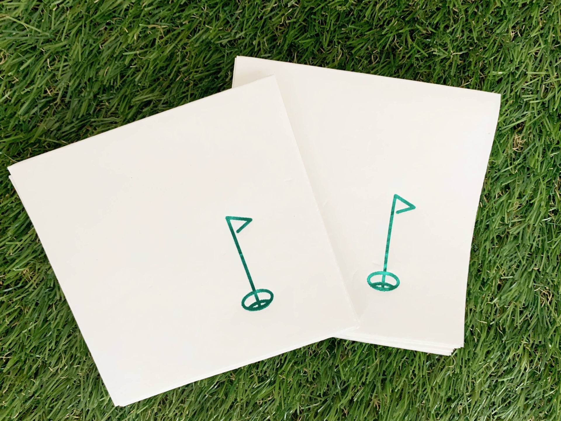 Hole-in-One Golf Cocktail Napkins - Green on White (set of 16)