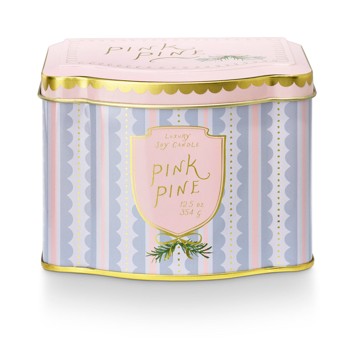 Pink Pine Printed Tin Candle