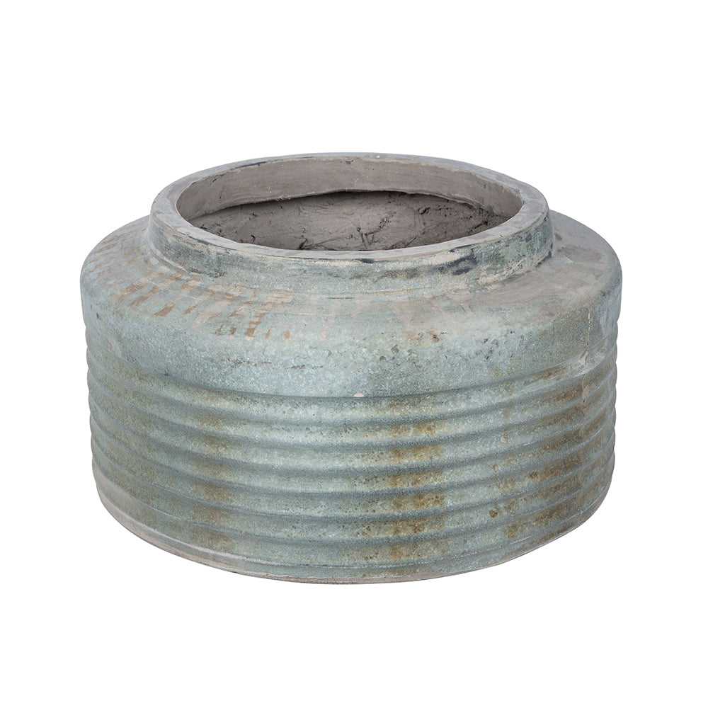 Ridged Round Planter - Grey