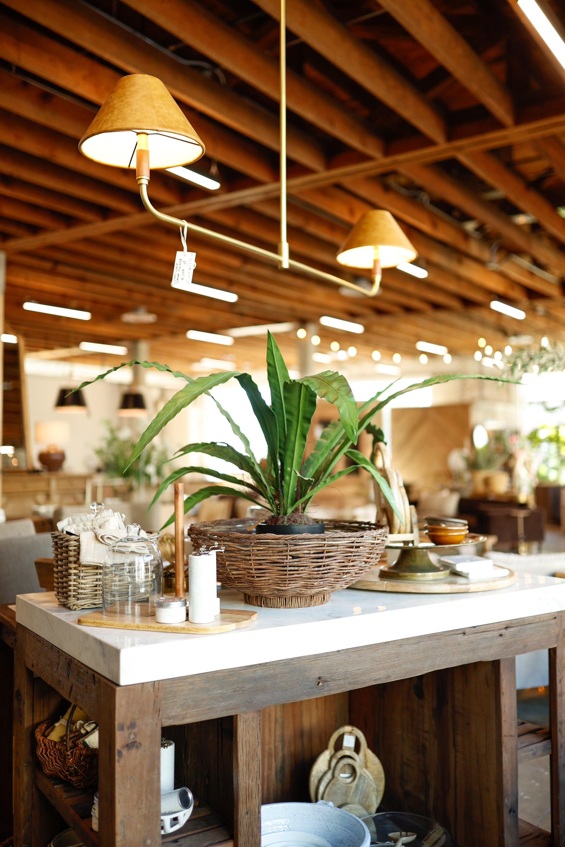 Small Woven Vine & Metal Basket Natural