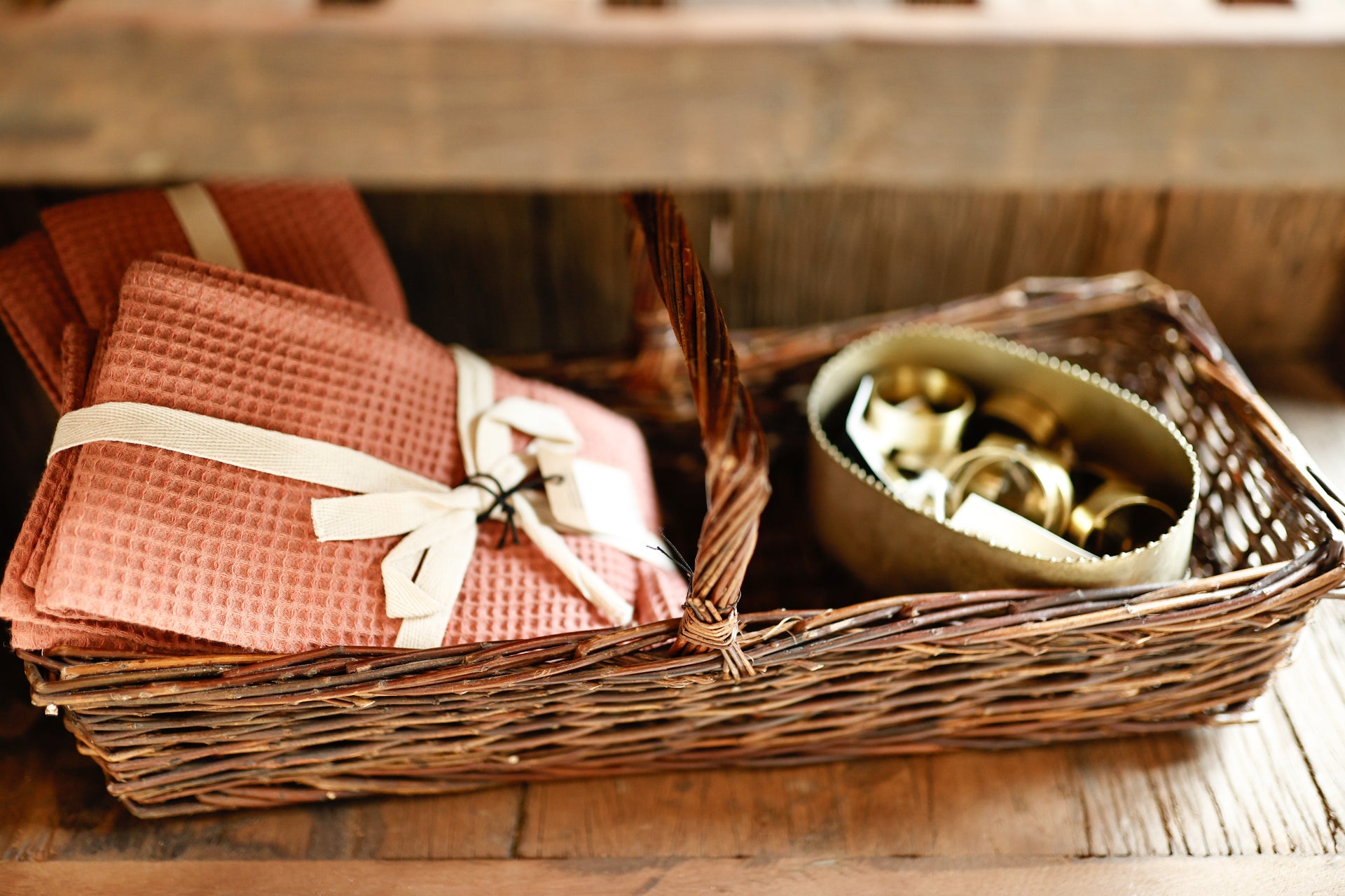 Square Woven Linen & Cotton Waffle Napkin Set