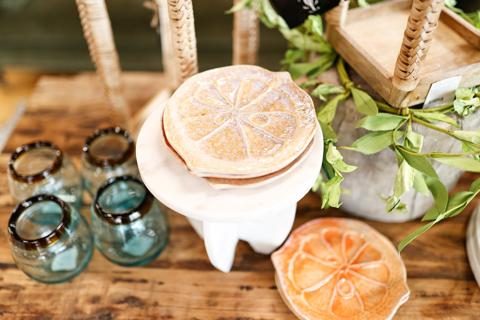 Stoneware Citrus Shaped Plate, 3 Colors (Each One Will Vary)
