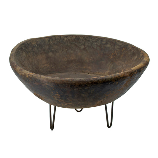 Carved Decorative Wooden Bowl with Three Legs