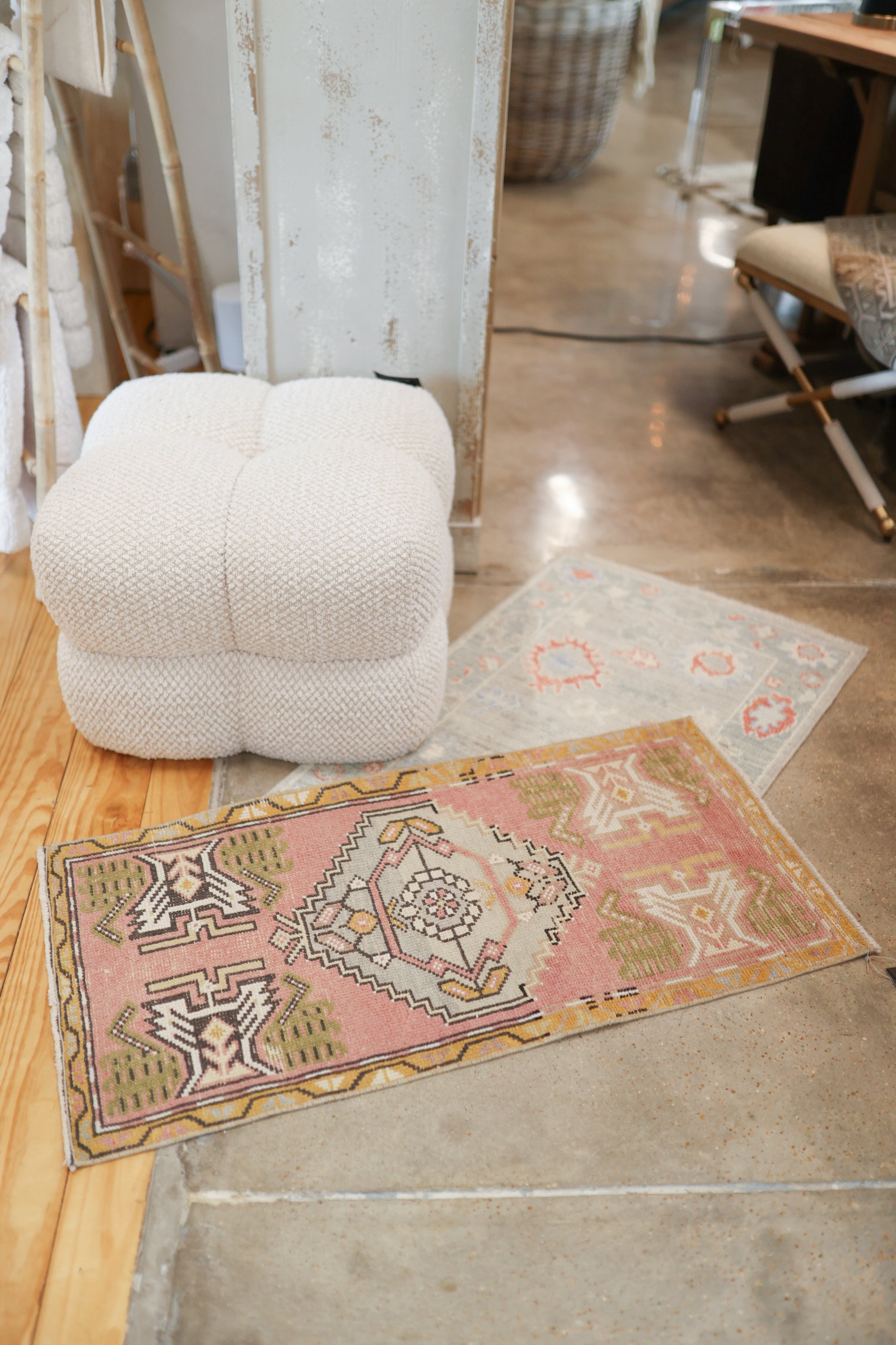 New Pink Mini Vintage Turkish Rug 27