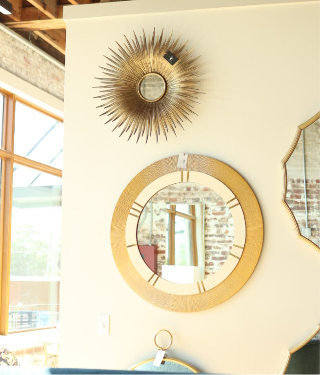 Round Gold Iron Sunburst Mirror