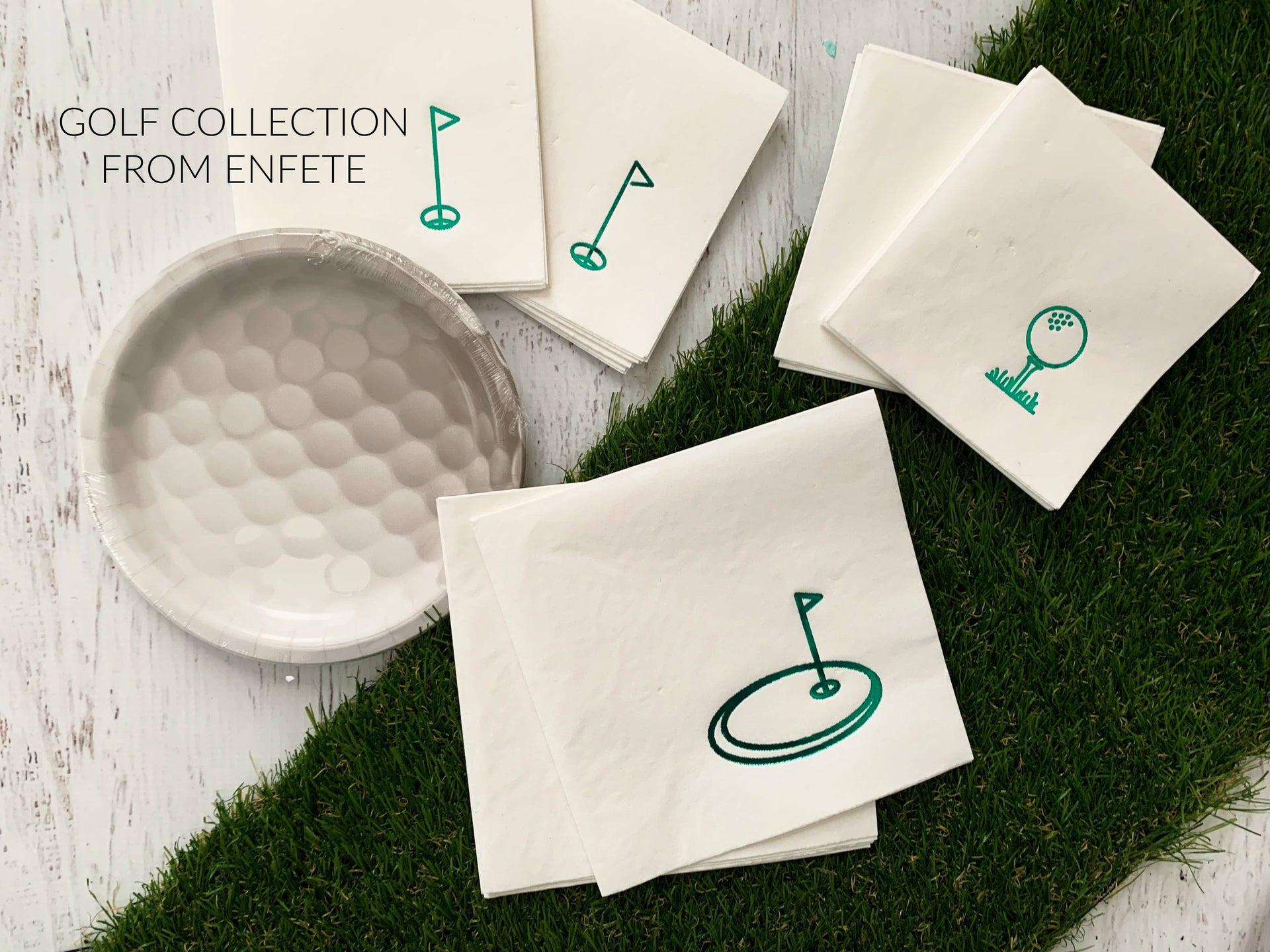 Hole-in-One Golf Cocktail Napkins - Green on White (set of 16)
