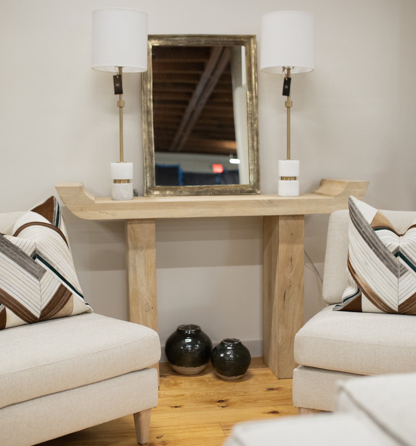 Mango Wood Console Table Oak Finish