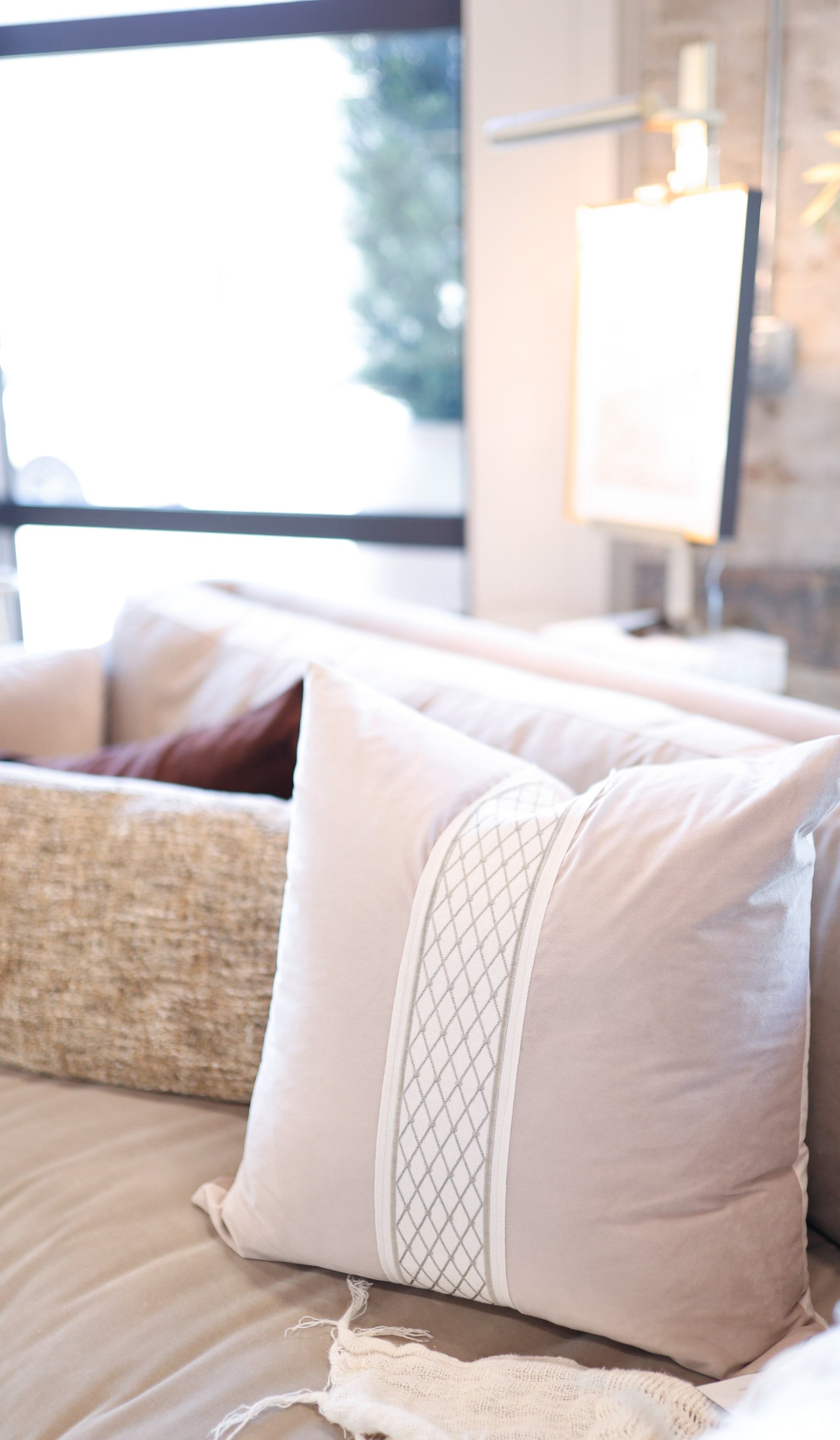 Silver Pillow with Trim