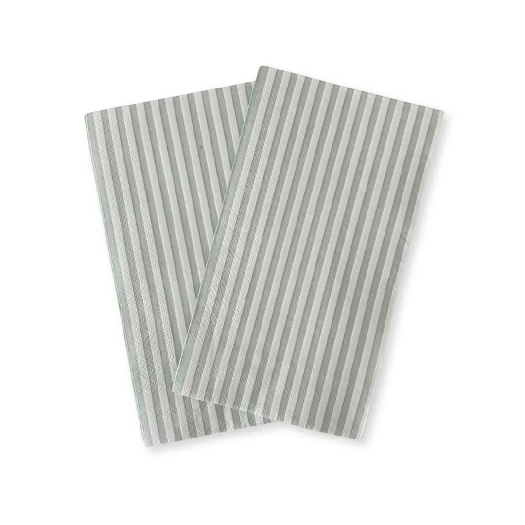 Candy Striped Sea Foam Blue & White Guest Napkins, 24pcs