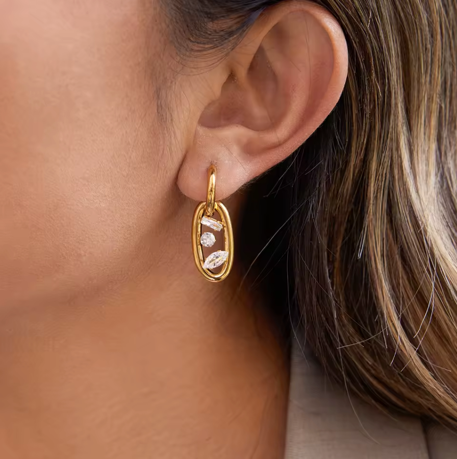 Trio Stone Oval Hoops Water Resistant