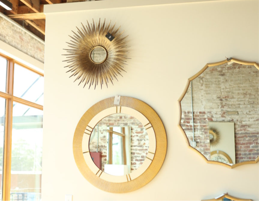 Round Gold Iron Sunburst Mirror