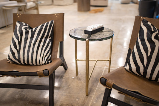 Hammered Brass and Glass End Table