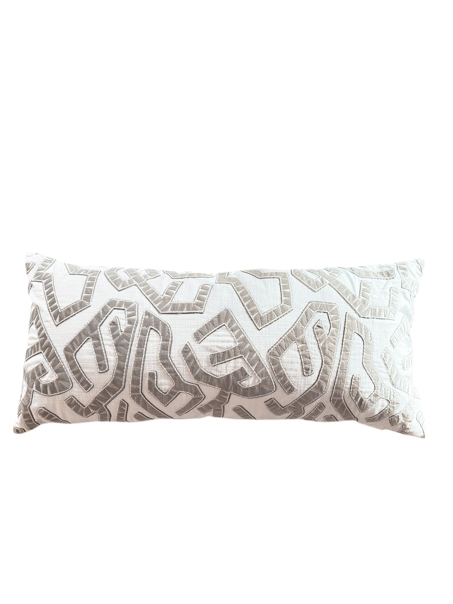 The Collective Co. Lumbar Pillow with Beige Velvet Appliqué