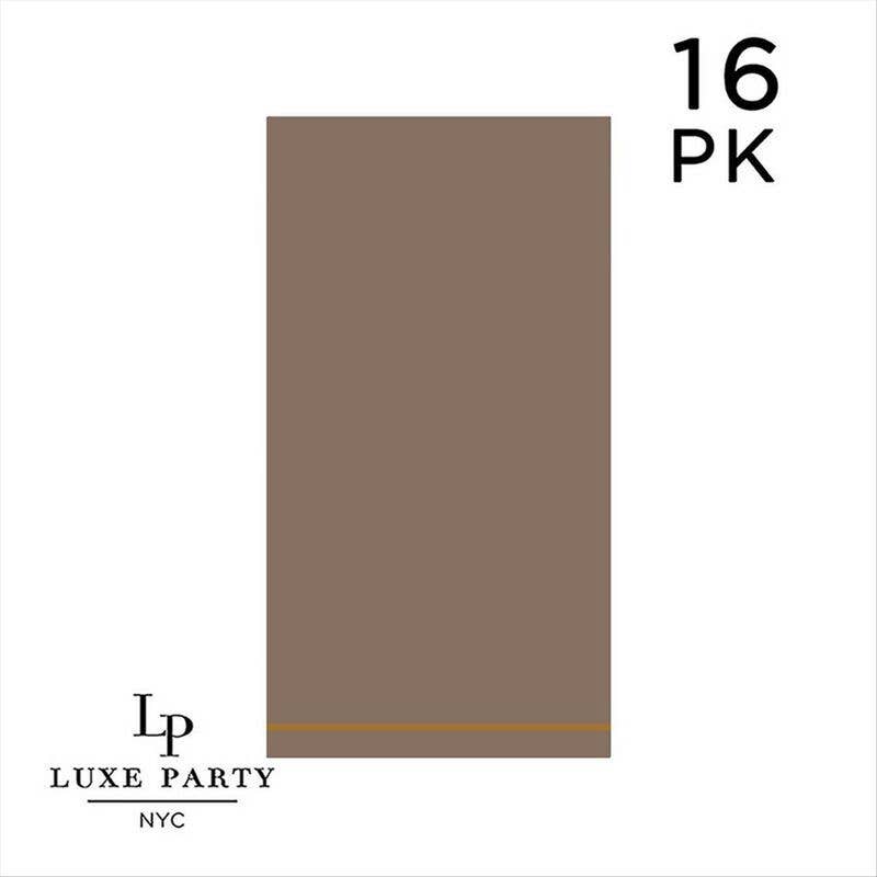 Taupe with Gold Stripe Guest Paper Dinner Napkins | 16 Napkins