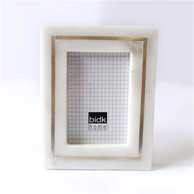 Marble Frame w/ Brass Inlay - White