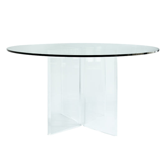 Round Acrylic Dining Table with Glass Top
