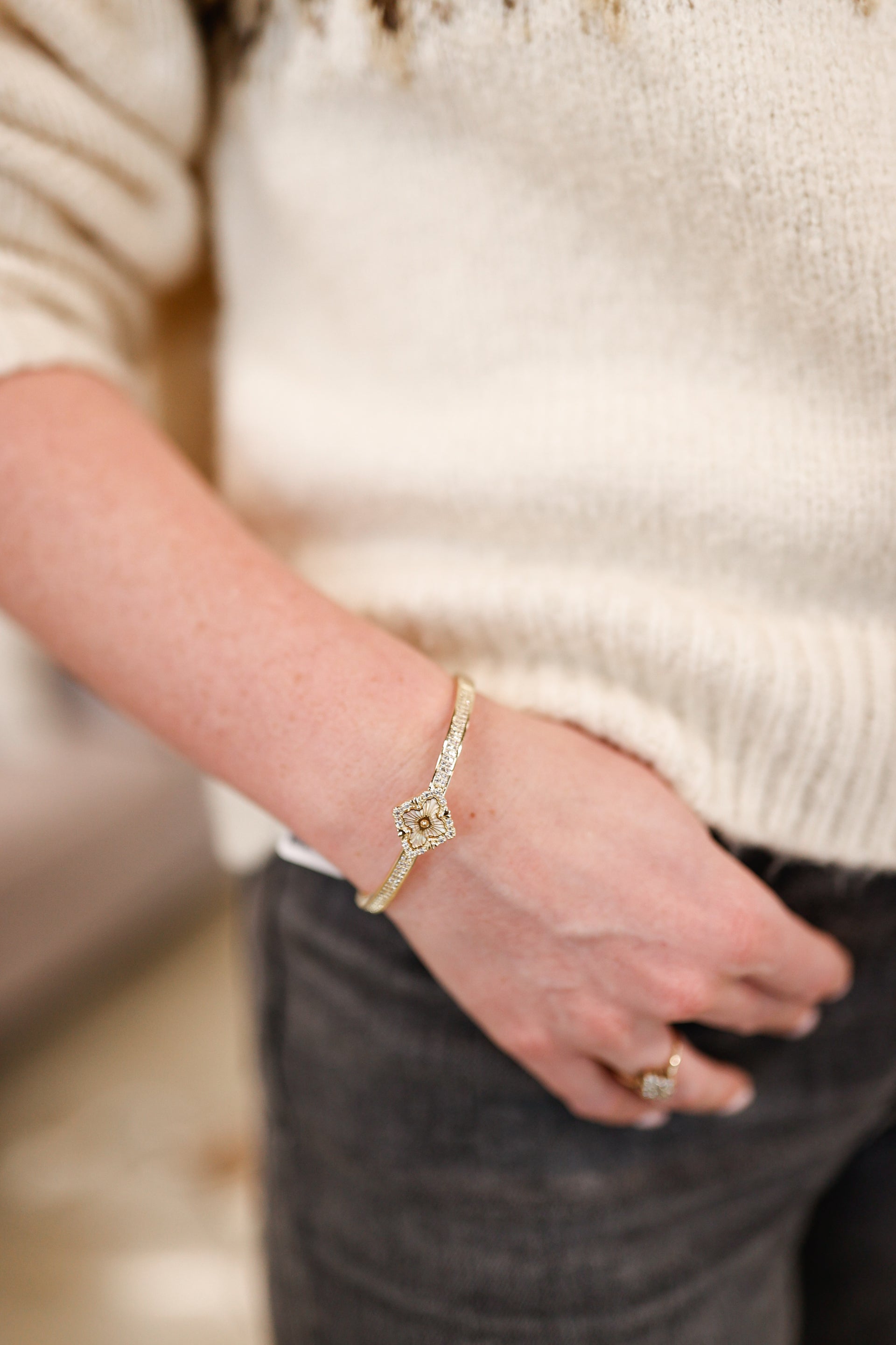 Dainty Gold and Diamond Bracelet