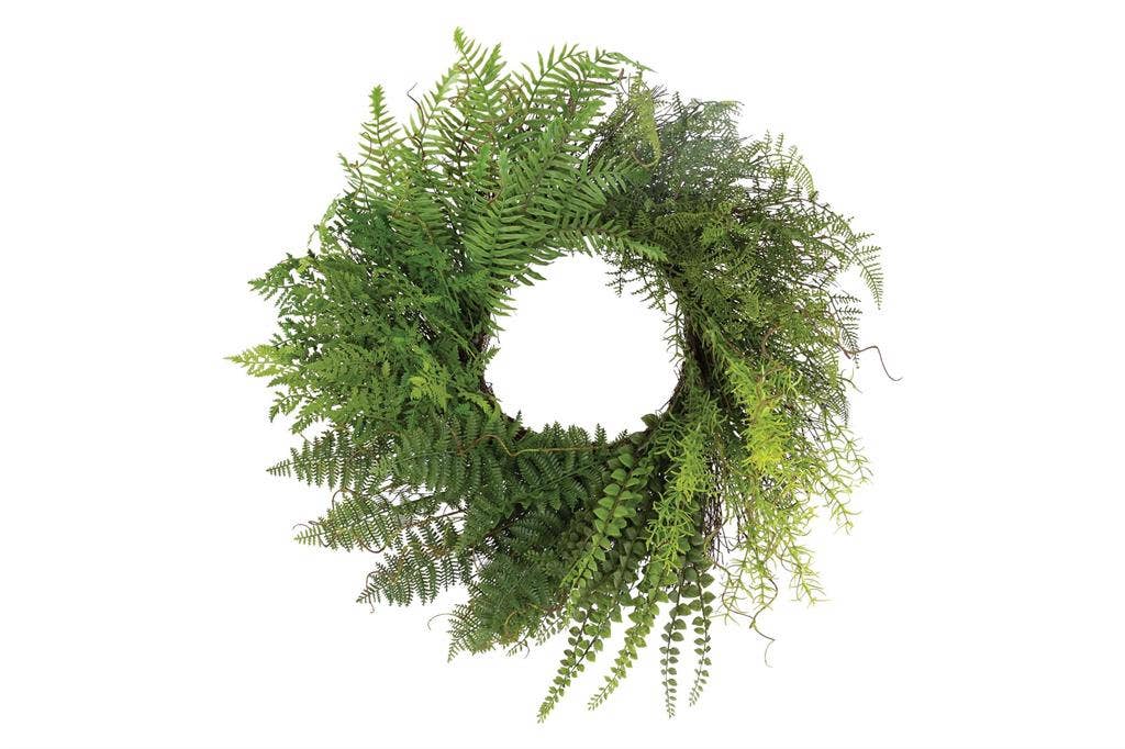 Mixed Fern Wreath 28"