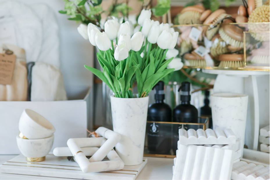 Marble Candel+Flower Vase