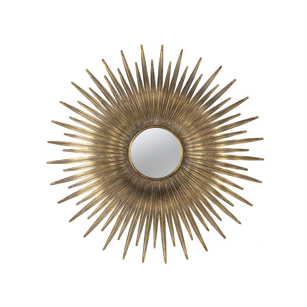 Round Gold Iron Sunburst Mirror