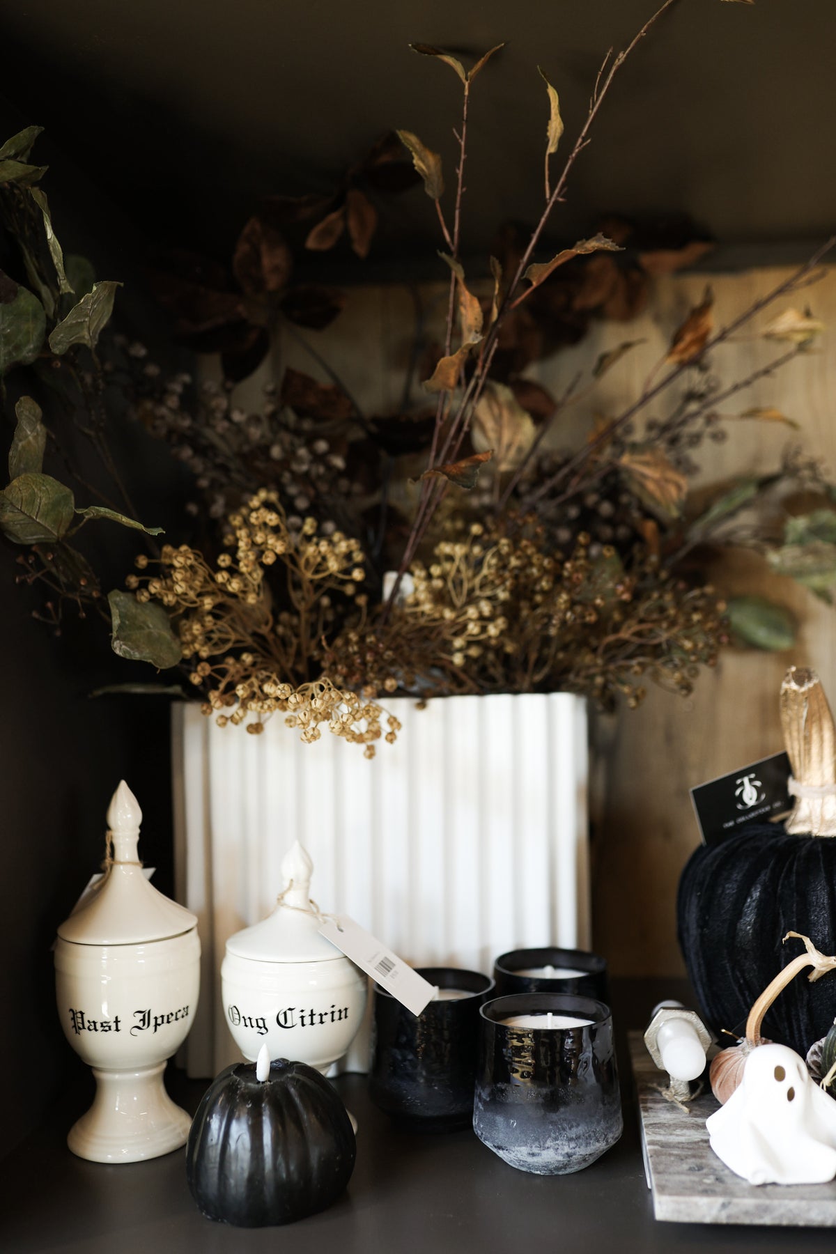 4" BLACK 3D FLAME TALL PUMPKIN CANDLE