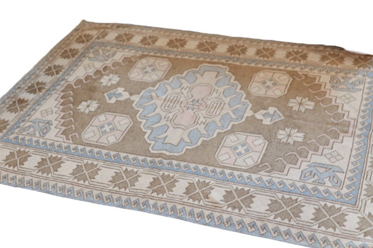 Vintage Turkish Area Rug 4x6