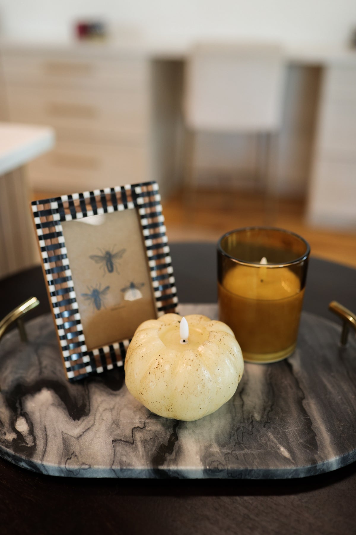 5" AMBER THICK GLASS 3D FLAME CANDLE