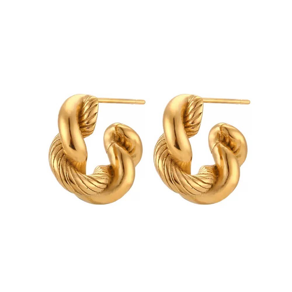 Small Twisted Rope Hoop Earrings Waterproof