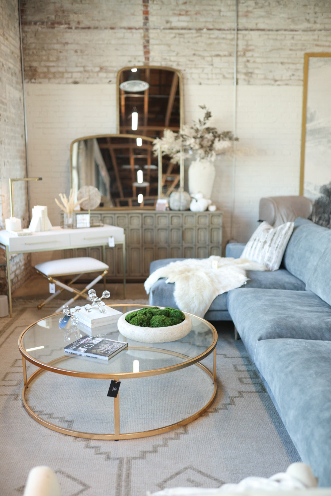 Campaign Linen Accent Stool