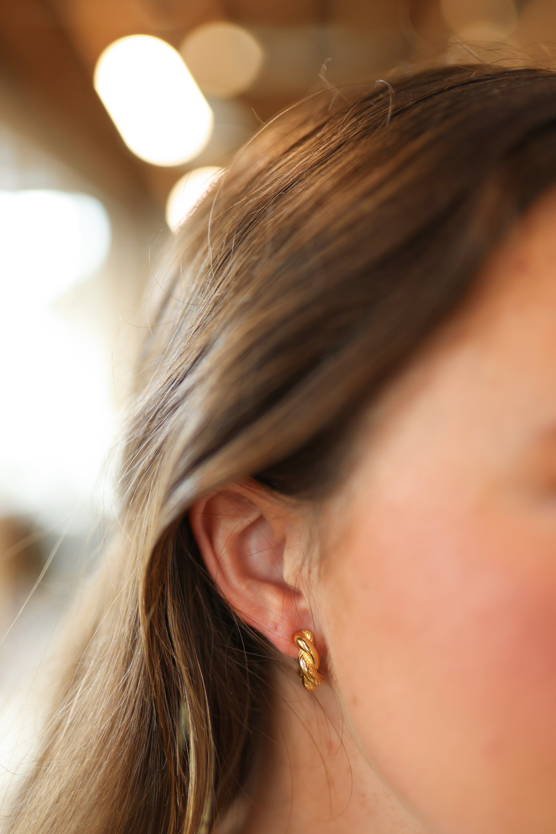 Small Twisted Rope Hoop Earrings Waterproof