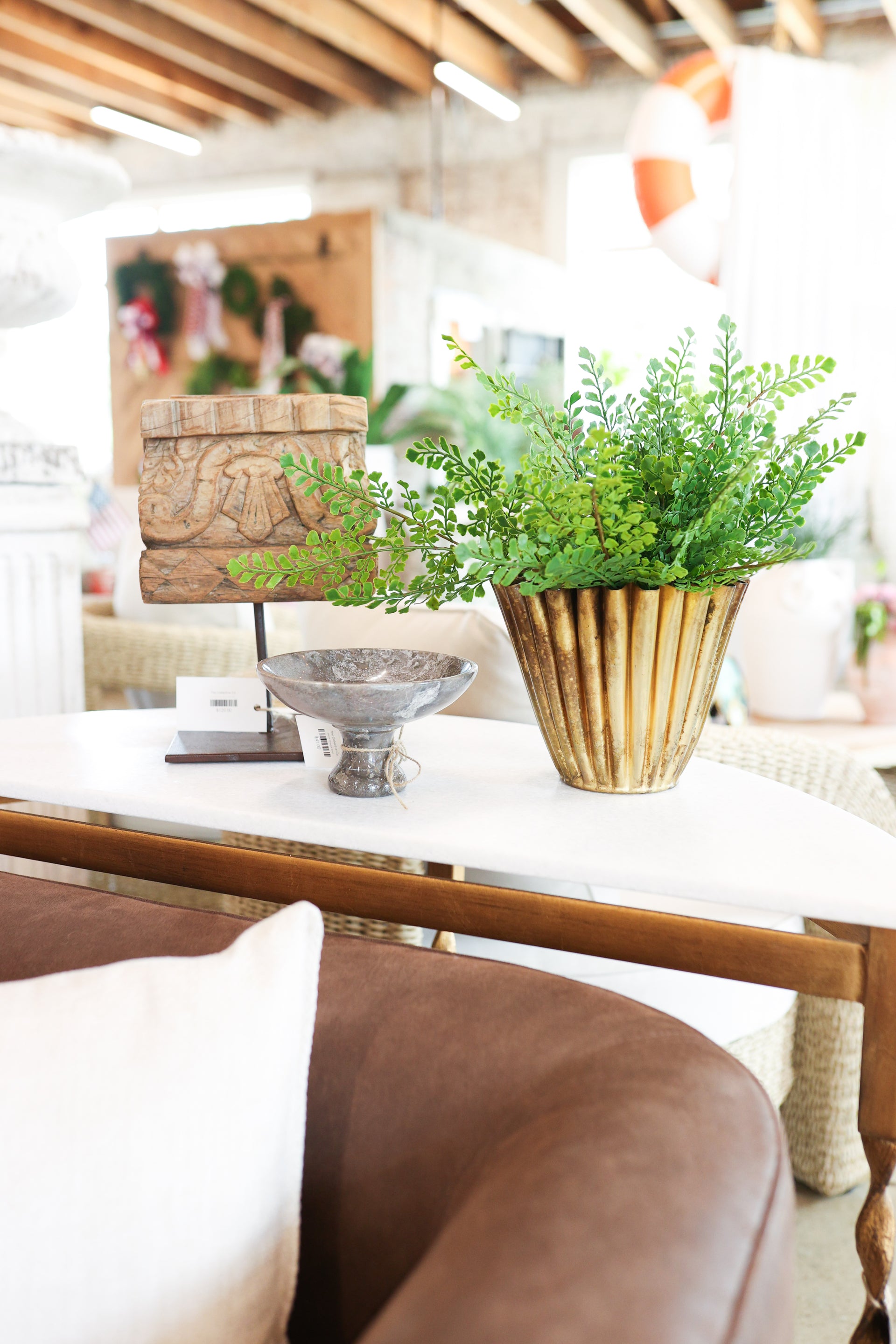 Fluted Metal Planter, Brass Finish