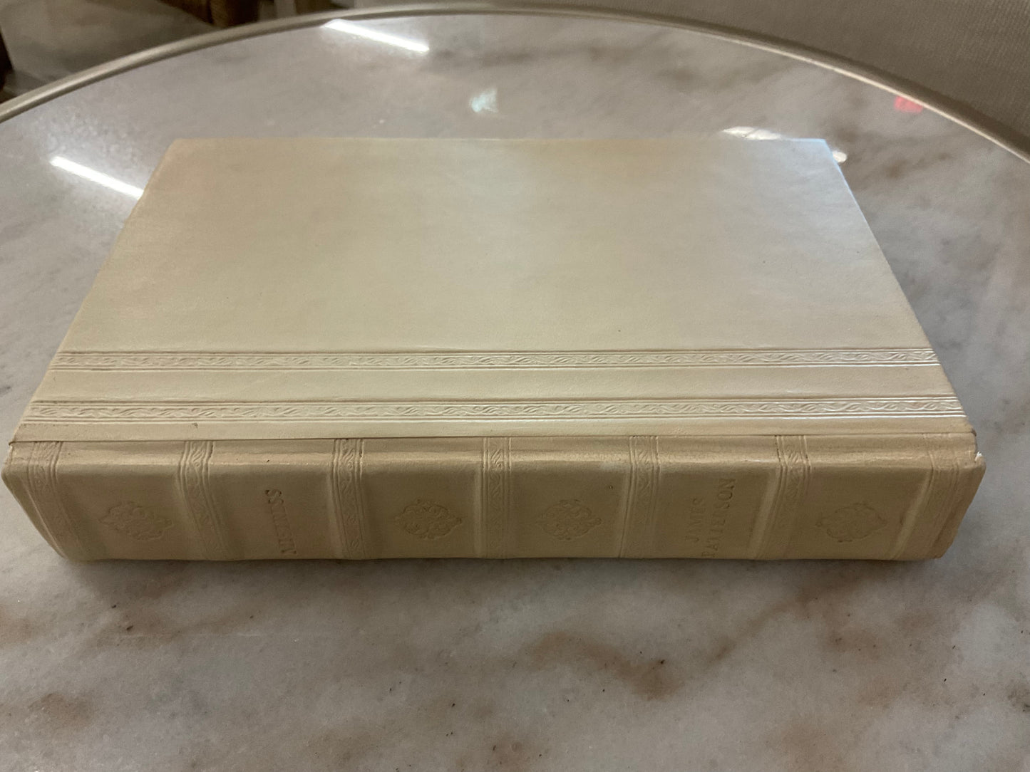 Cream Leather Decorative Book 9.5" x 6.5"