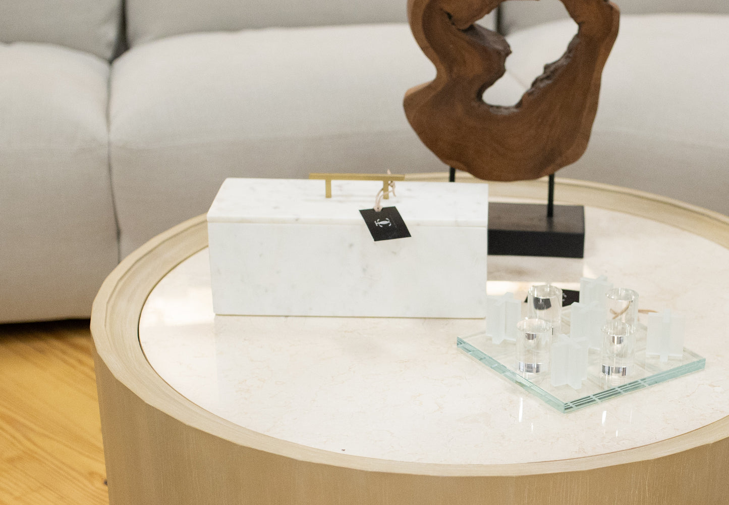 Marble Storage Box with Brass Handle and Removable Lid
