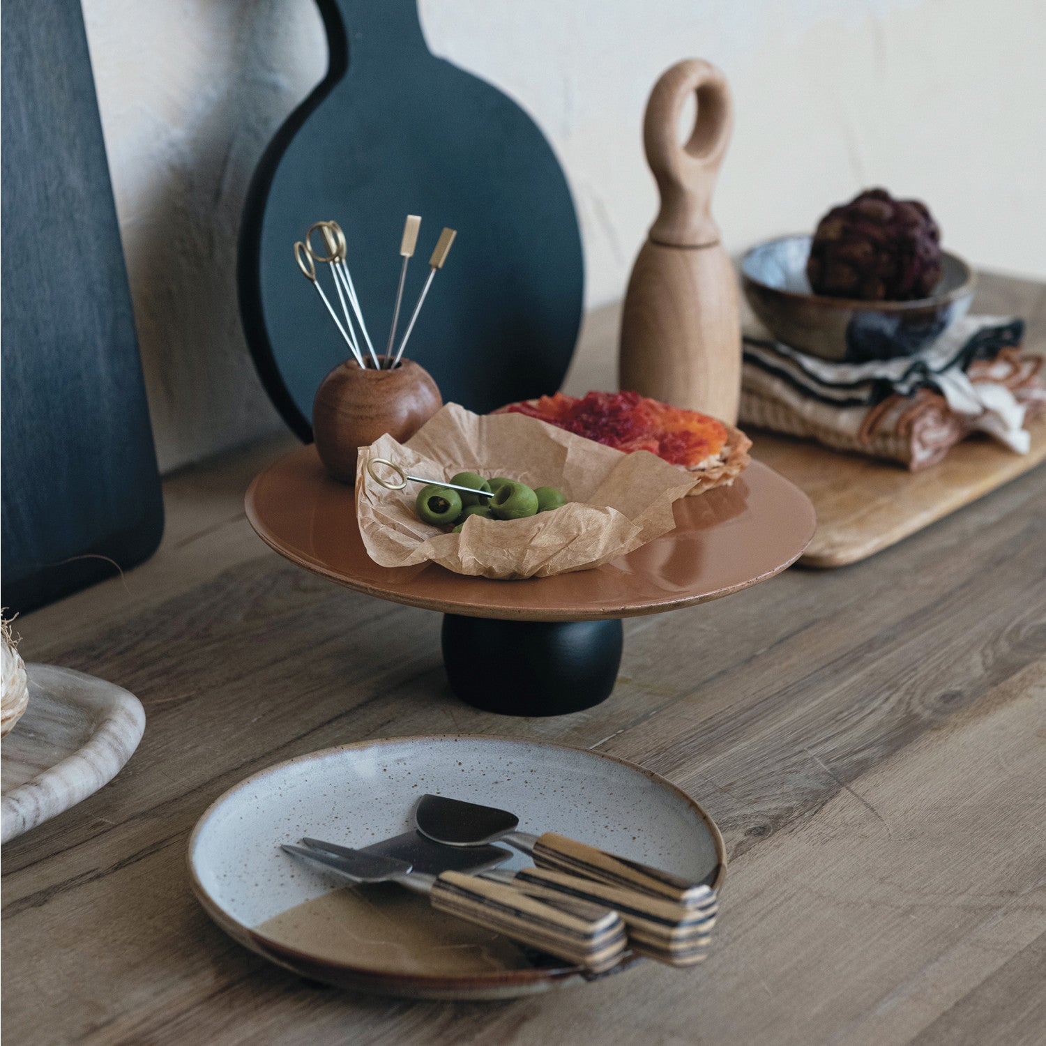 S/9 2"H Mango Wood Holder w