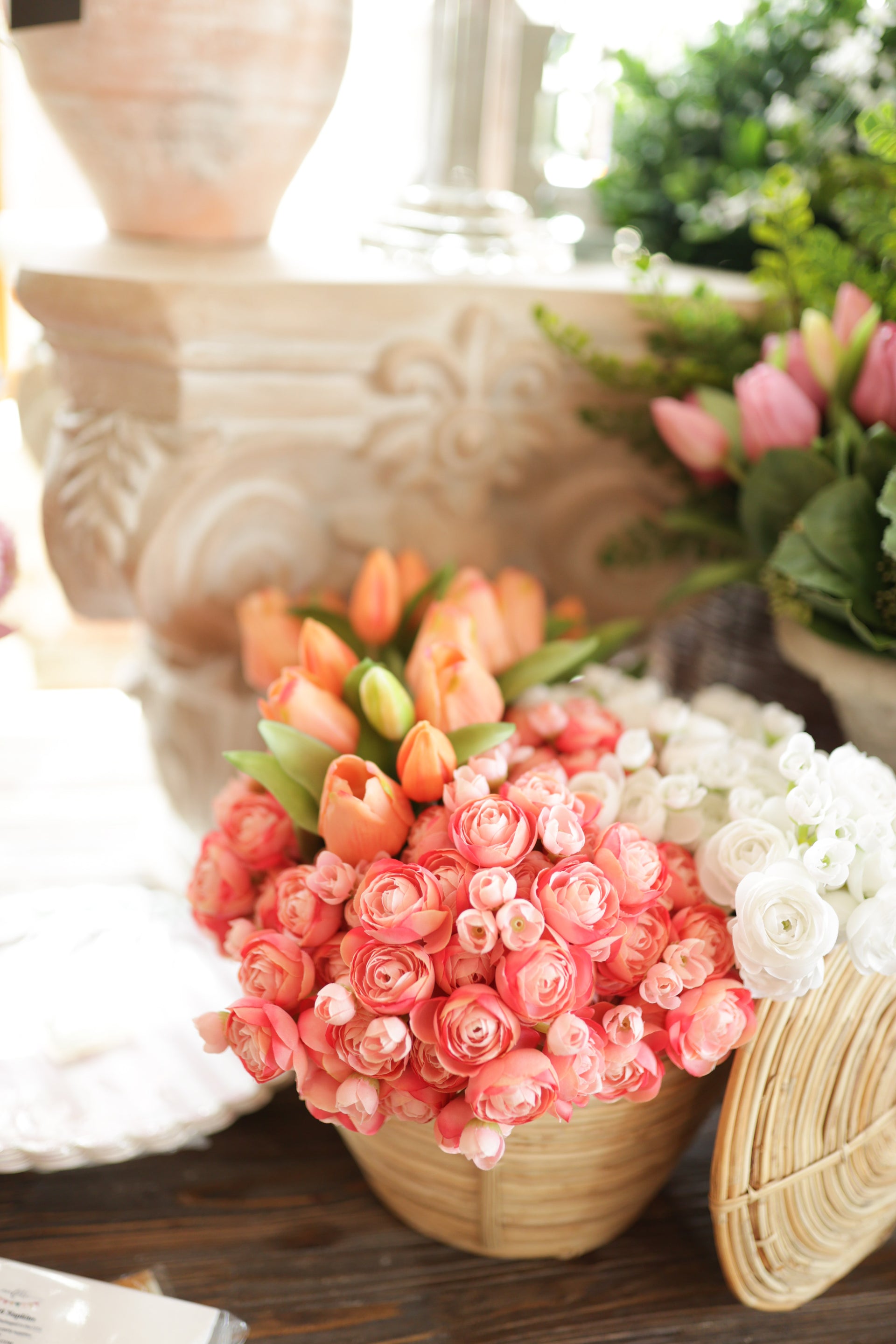 10" Mini Coral Pink Ranunculus Bundle
