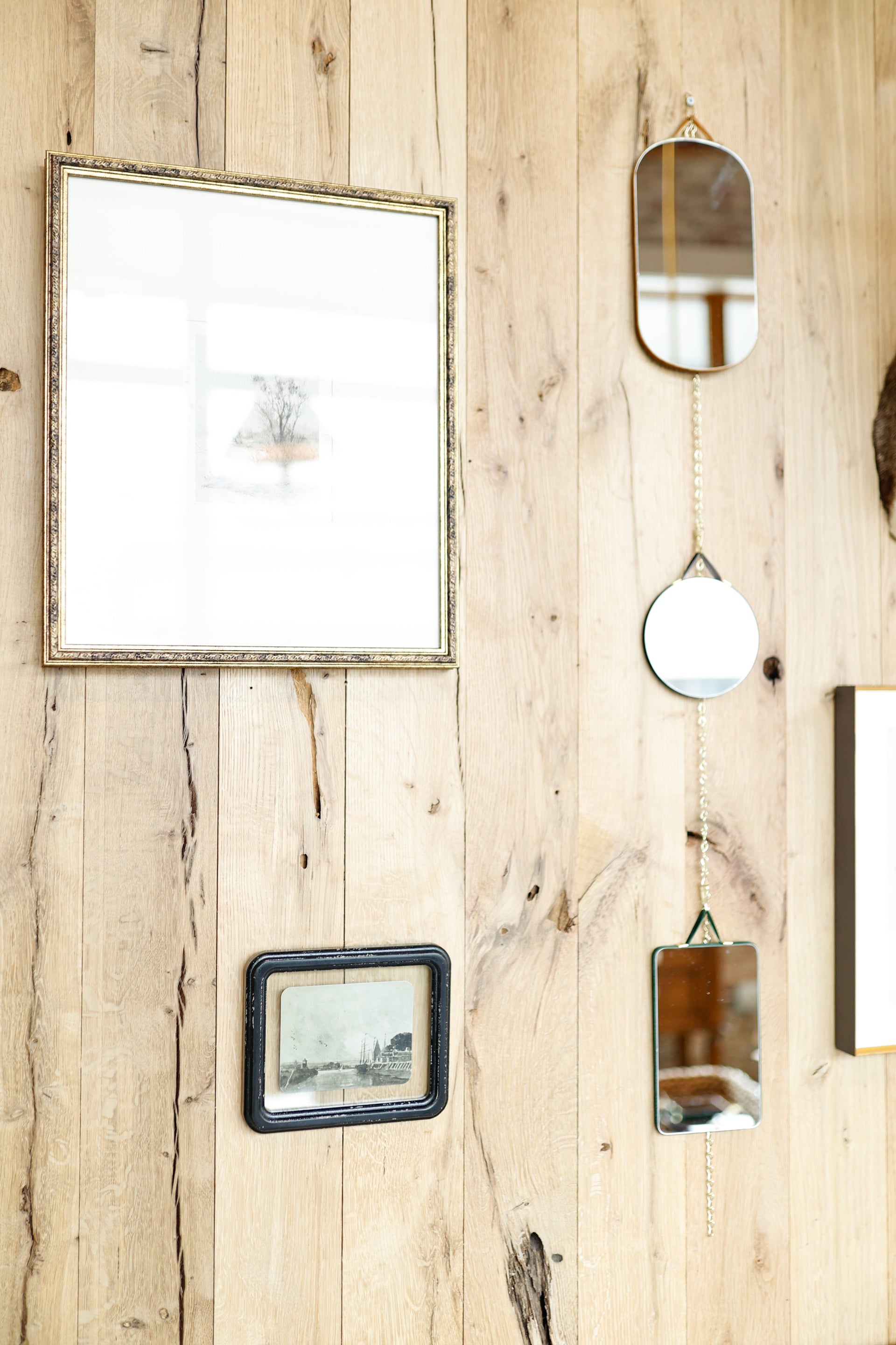 Medium Velvet Edged Wall Mirror with Hangers