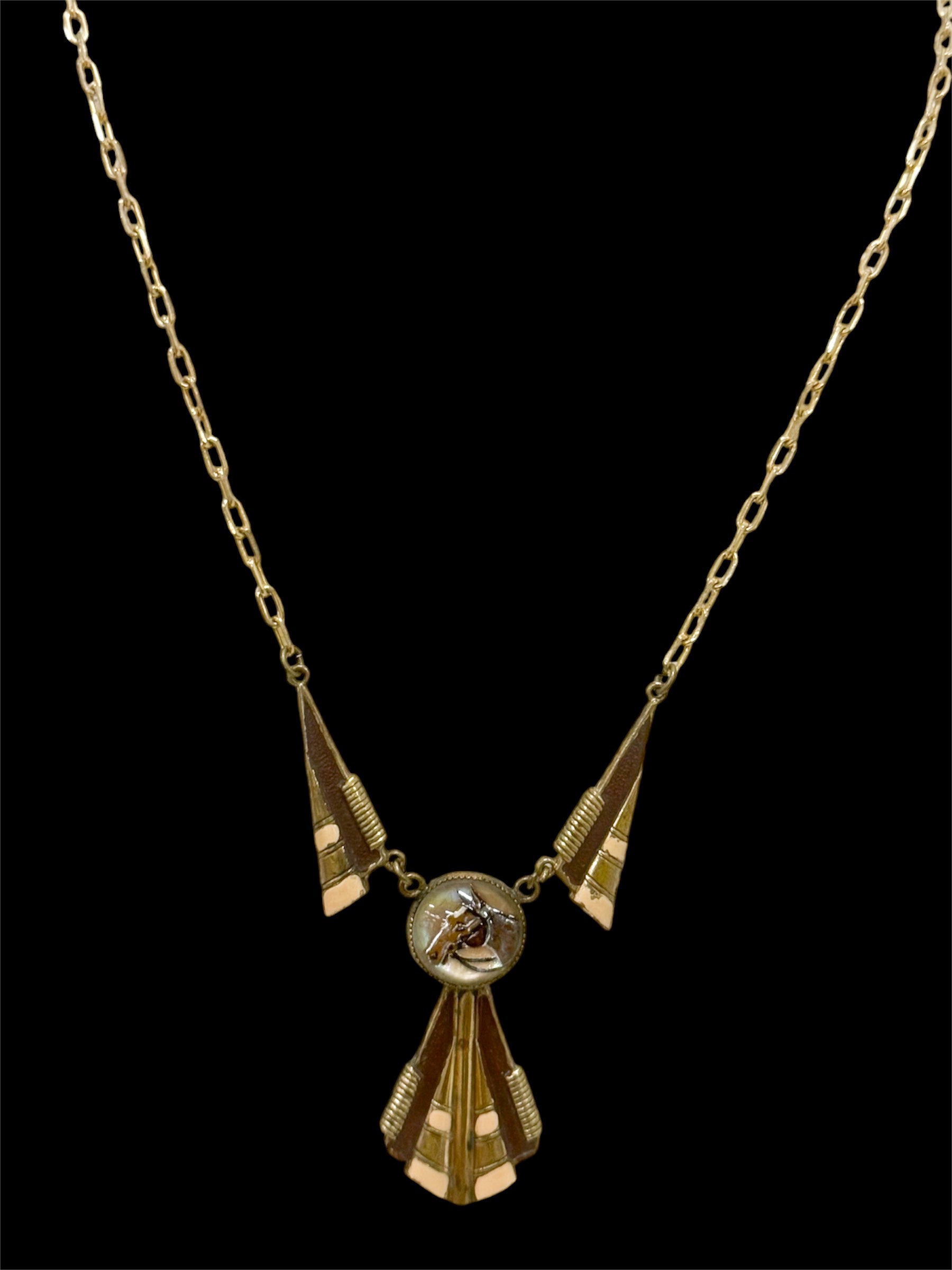 Horse Medallion Art Deco Necklace