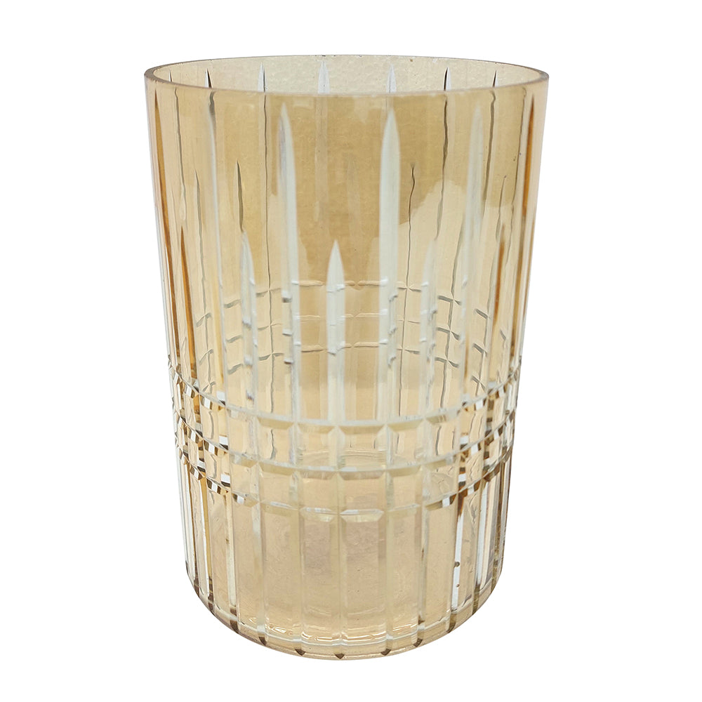 Round Glass Tealight Candle Holder with Textured Gold Finish