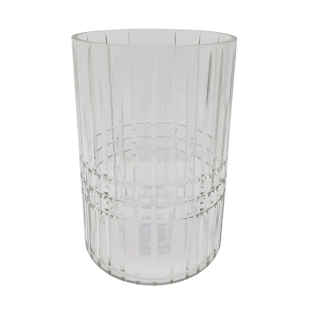 Round Glass Tealight Candle Holder with Clear Textured Finish