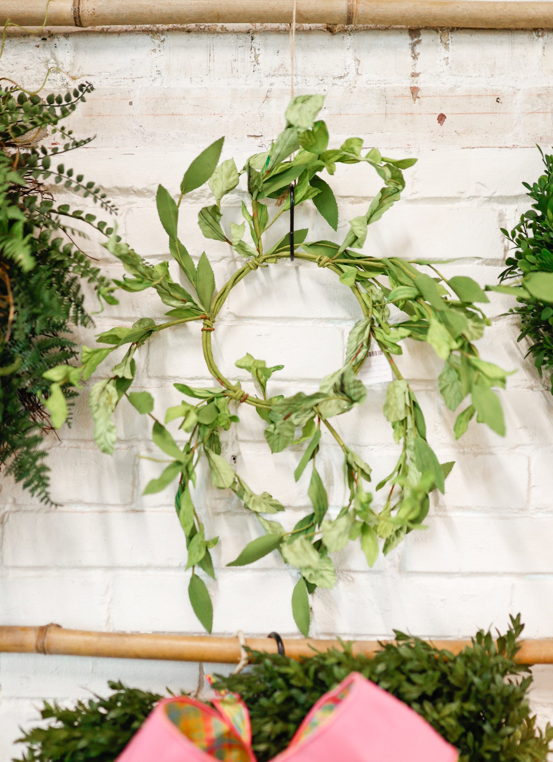 12in Mix Green Herbs Leaves wreath