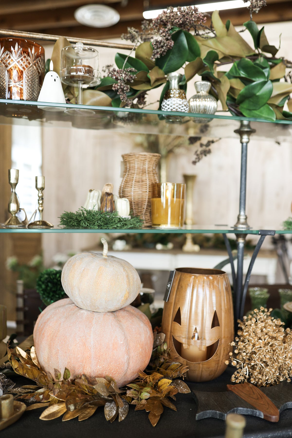 Metal Jack-O-Lantern Candle Holder with Cut-Outs