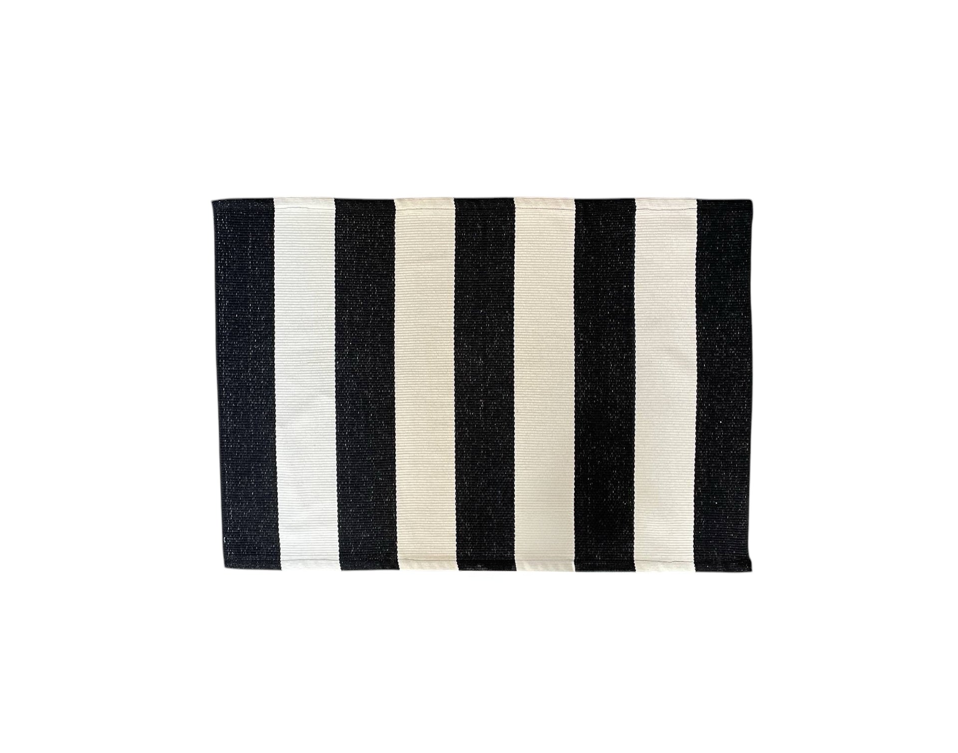 Black and White Striped Accent Rug