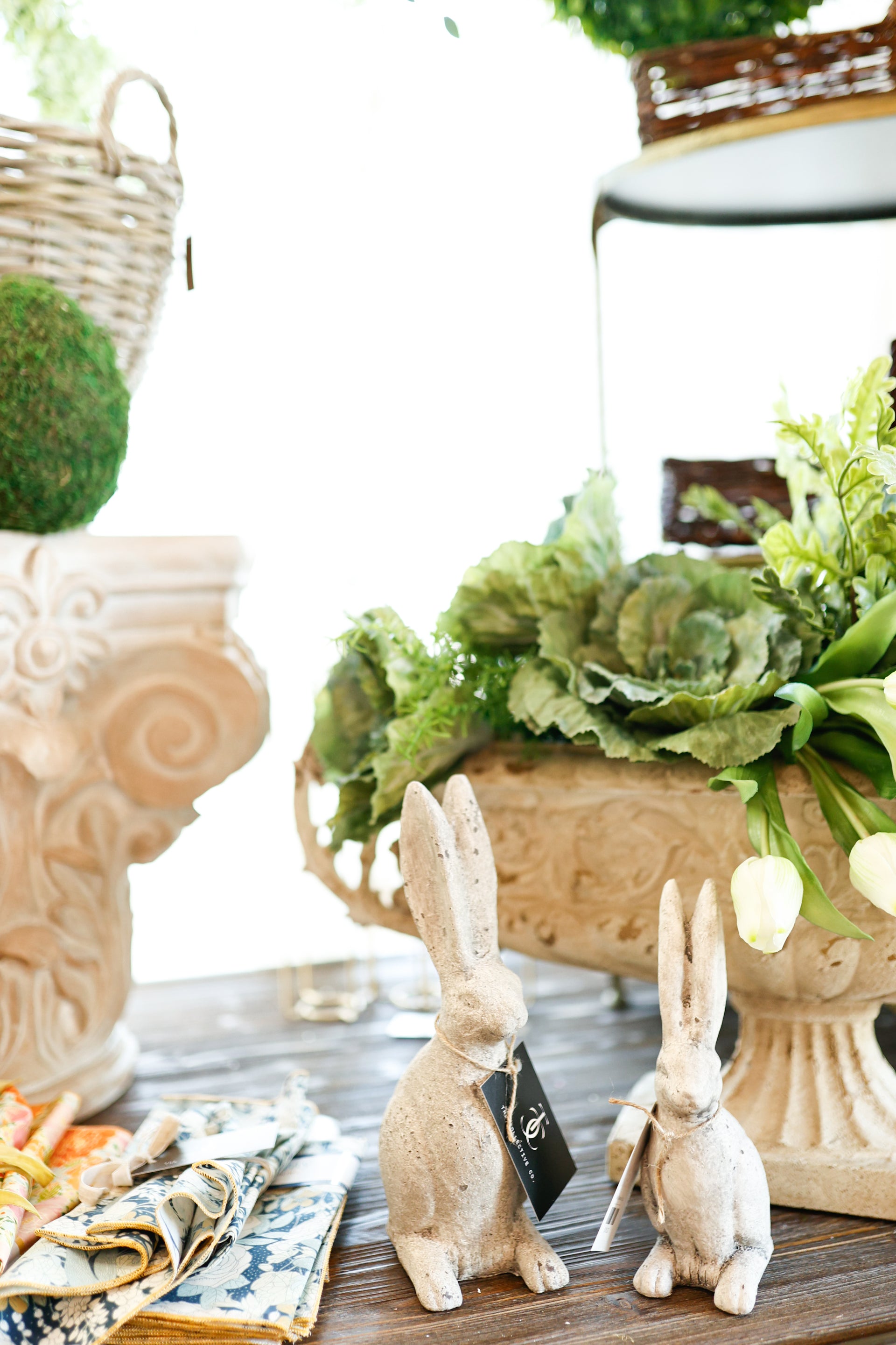 Weathered Cement Cream Rabbit Statue (2 Sizes Available)