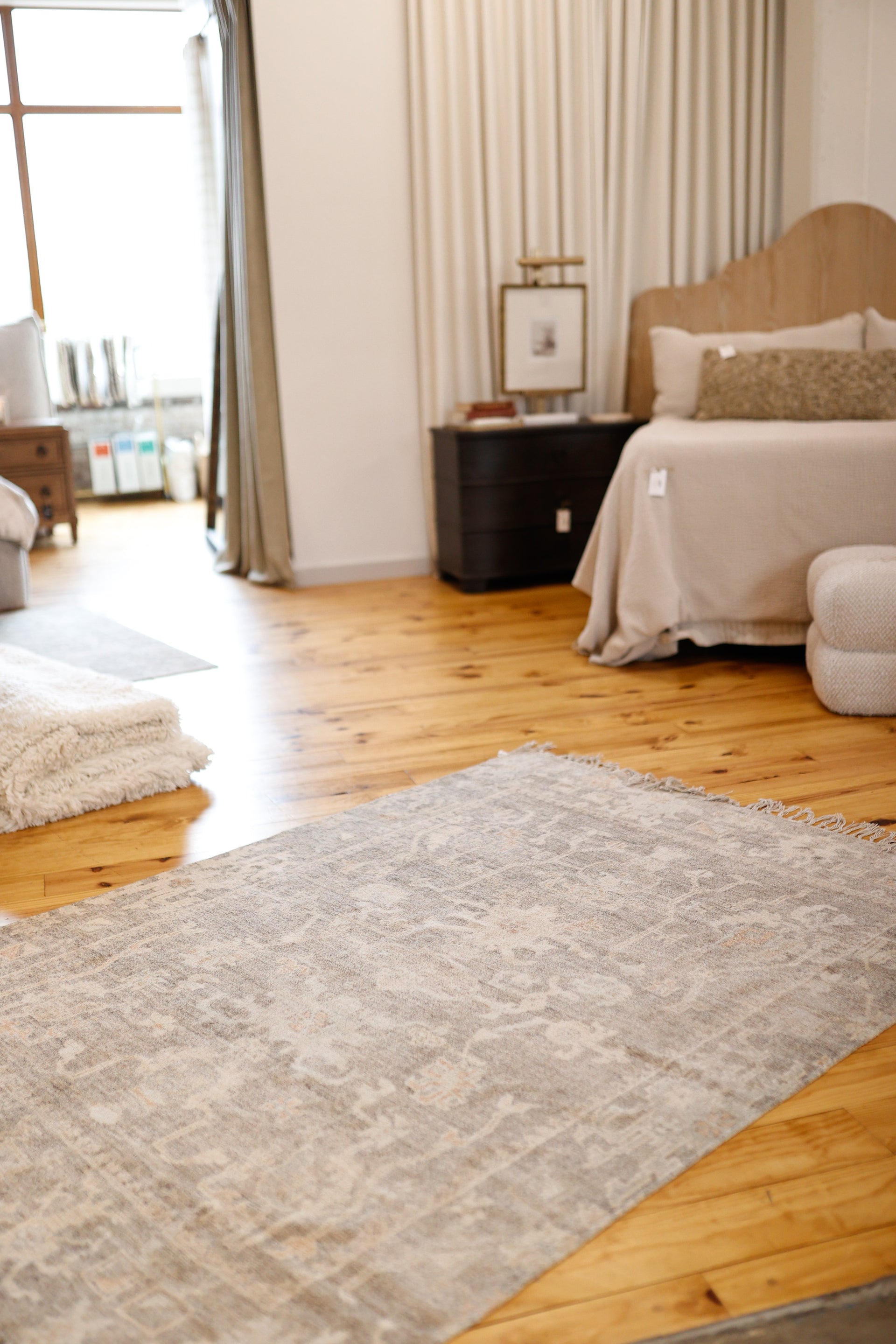 5' x 7' Cotton Chenille Distressed Print Rug w/ Fringe