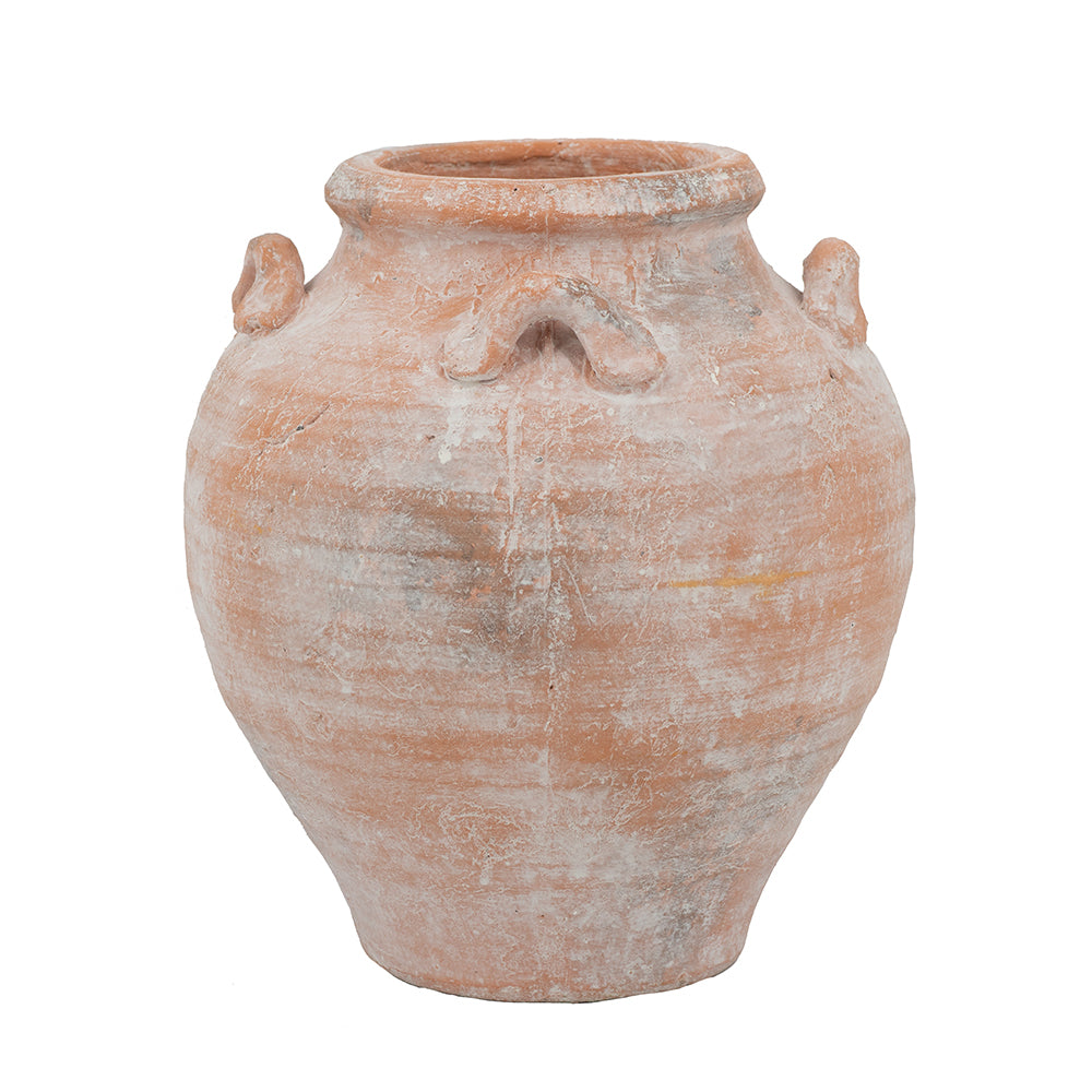Rounded Amphora Vase with Textured Terracotta Finish